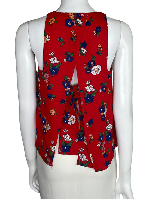 Top Zara Halter Floral Rojo-Talla M