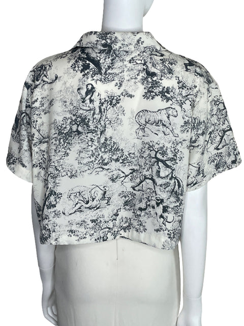 Camisa Aakaa Crop Estampada Blanco-Talla L