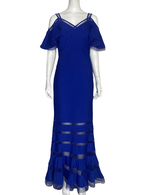 Vestido Tadashi Shoji Bondage Vuelos Azul-Talla S
