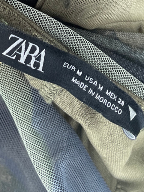 Vestido Zara Mesh Lunas Verde-Talla M