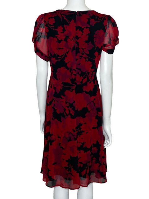 Vestido Calvin Klein Floral FLuido Negro-Talla 10