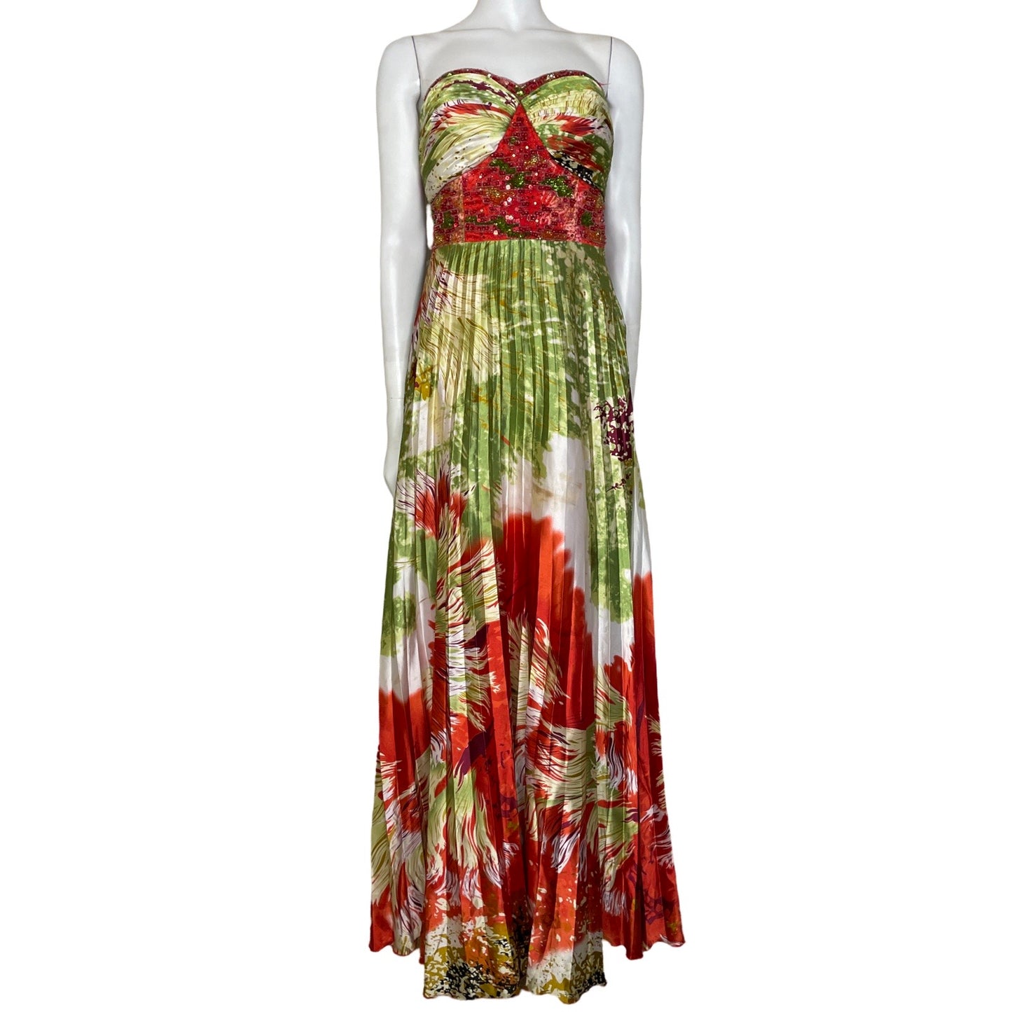 Vestido Cinderella Plisado Lentejelas Verde-Talla 10