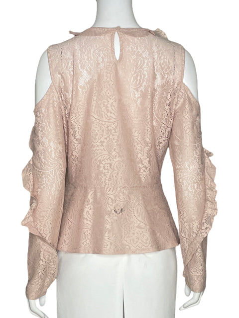 Blusa Tesoro TPS Encaje Vuelos Beige-Talla S