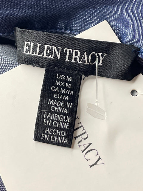 Blusa Ellen Tracy Botones Laterales Azul-Talla M