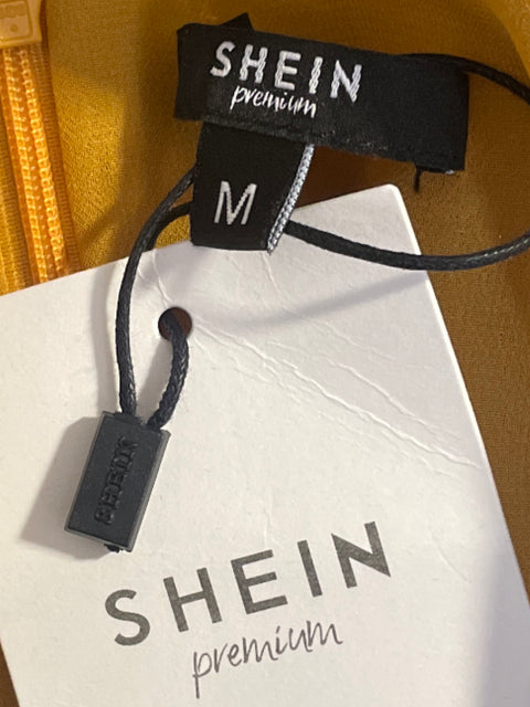 Vestido Shein Premium Abullonado Mostaza-Talla M