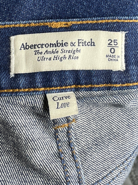 Pantalón Abercrombie & Fitch Ankle Straight Azul-Talla 25