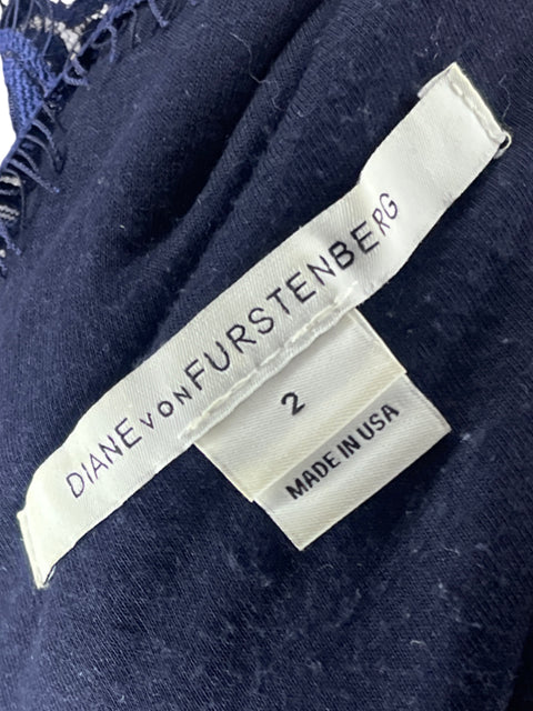 Vestido Diane Von Furstenberg Encaje Azul-Talla 2