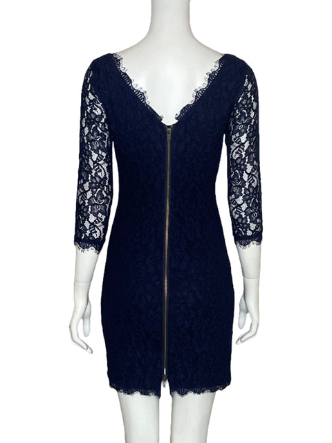 Vestido Diane Von Furstenberg Encaje Azul-Talla 2