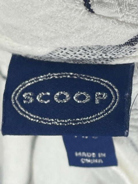 Poncho Scoop Rayas Bordado Blanco-Talla M
