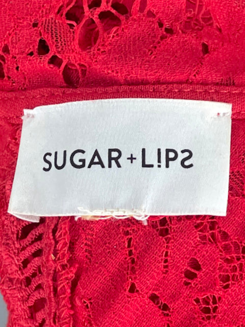 Vestido Sugar+Lips Encaje Sin Mangas Rojo-Talla S