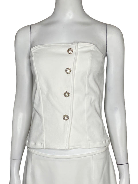 Top Valentine Strapless Piedras Blanco-Talla M