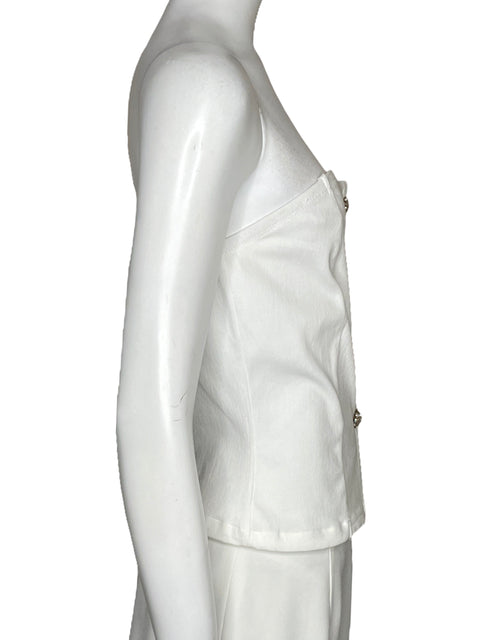 Top Valentine Strapless Piedras Blanco-Talla M