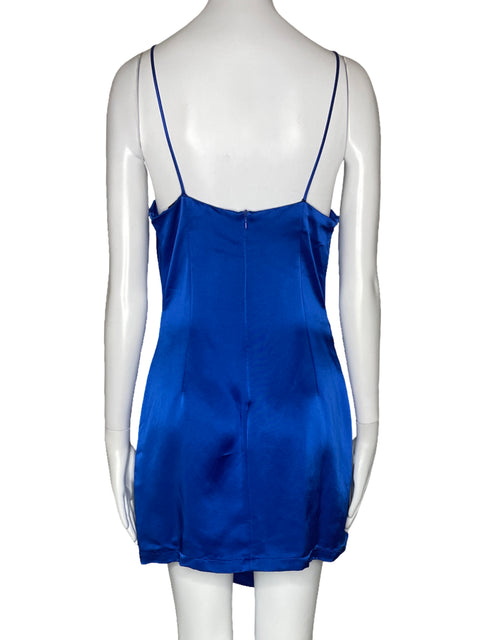 Vestido Zara Satinado Mini Azul-Talla M