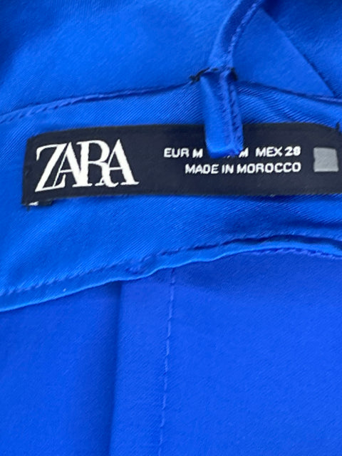 Vestido Zara Satinado Mini Azul-Talla M