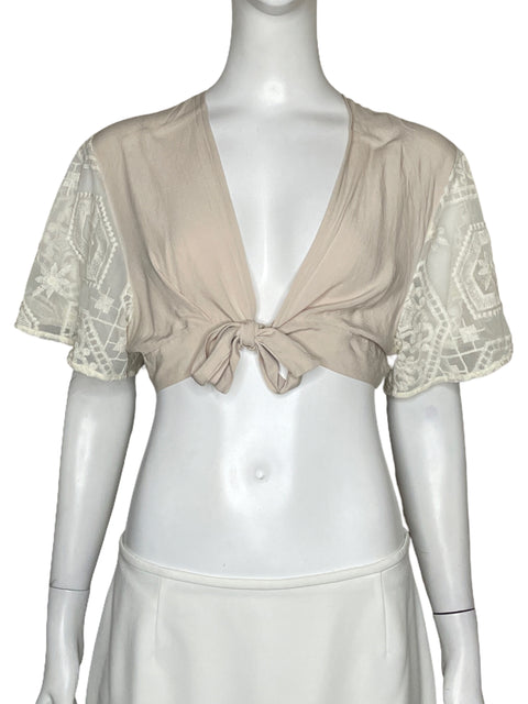 Top Cotazur Encaje Beige-Talla L