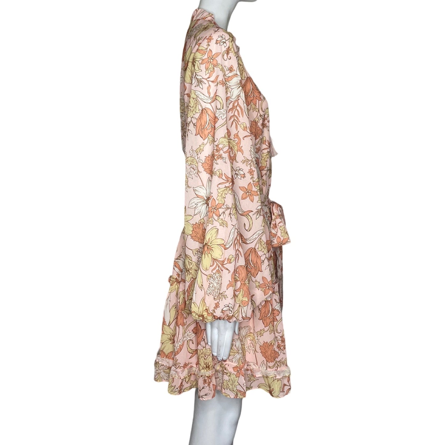 Vestido Flying Tomato Floral Mangas Larga Naranja - Talla L