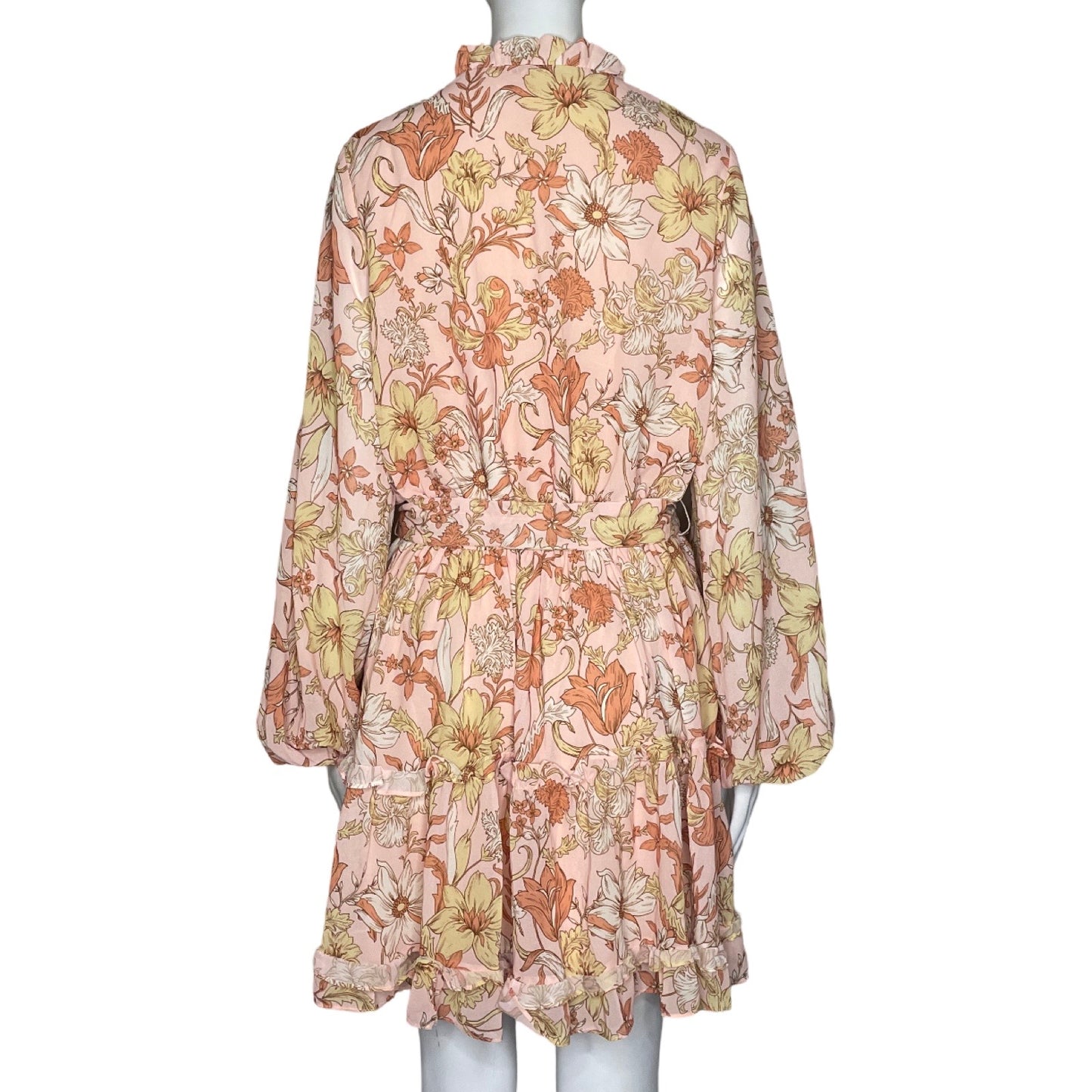 Vestido Flying Tomato Floral Mangas Larga Naranja - Talla L