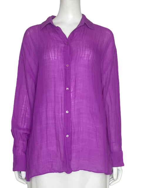 Camisa Massimo Dutti Ramio Mangas Larga Morado - Talla S