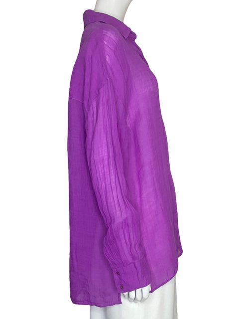 Camisa Massimo Dutti Ramio Mangas Larga Morado - Talla S