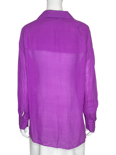 Camisa Massimo Dutti Ramio Mangas Larga Morado - Talla S