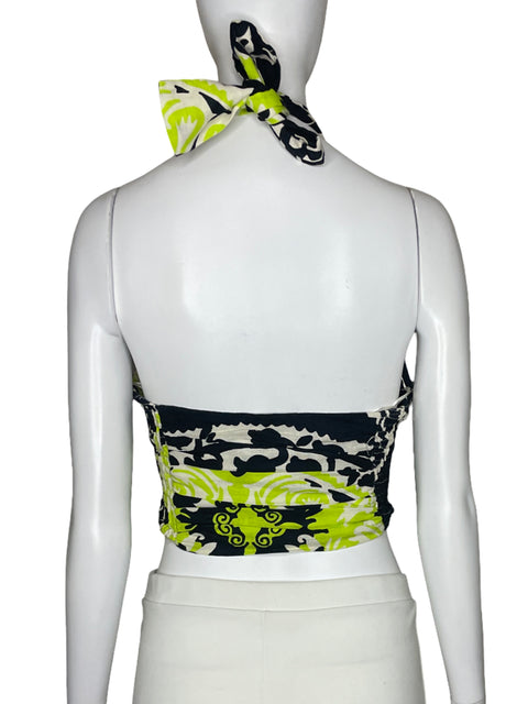 Top Zara Estampado Halter Verde-Talla M