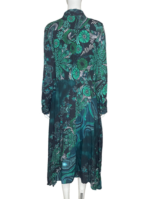 Vestido Desigual Midi Floral Verde - Talla 40