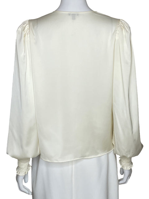 Blusa Express Satinada Manga Larga Blanco-Talla S