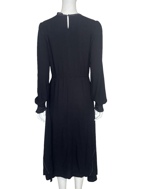 Vestido Zara Largo Mangas Larga Negro - Talla L