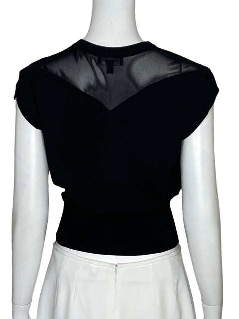 Top Express Sin Mangas Mesh Negro-Talla XS