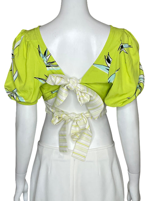 Top Fracomina Crop Escote V Verde-Talla S