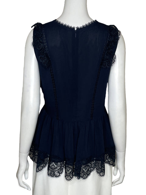Blusa Ted Baker Encaje Sin Mangas Azul-Talla 3