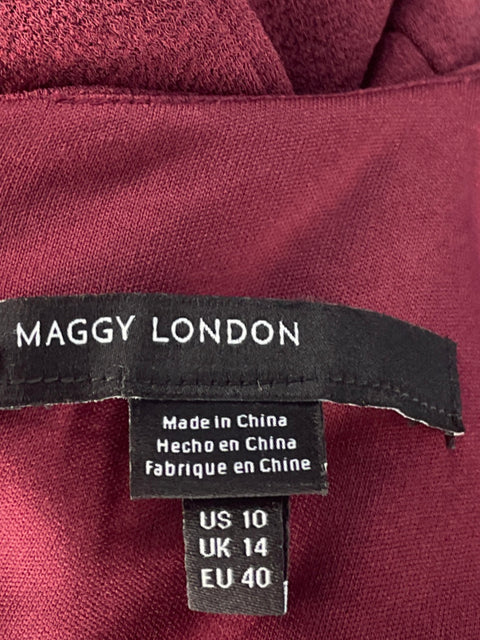 Vestido Maggy London Botones Rojo Vino-Talla 10