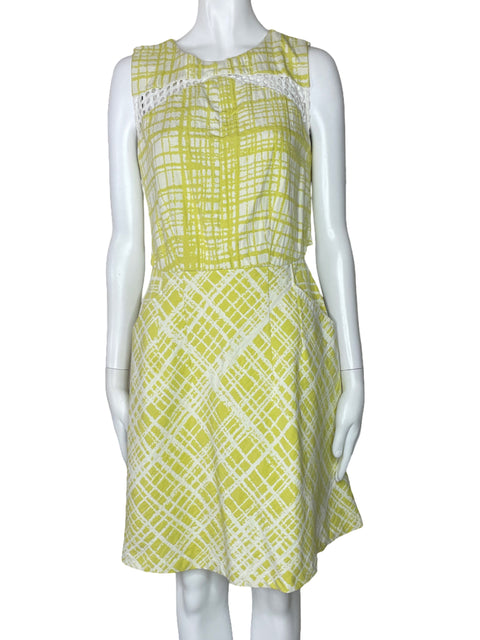 Vestido W118 By Walter Baker Cuadros Amarillo-Talla M
