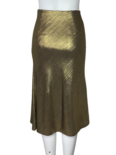 Falda Aqua Metalizado Fluido Dorado-Talla S