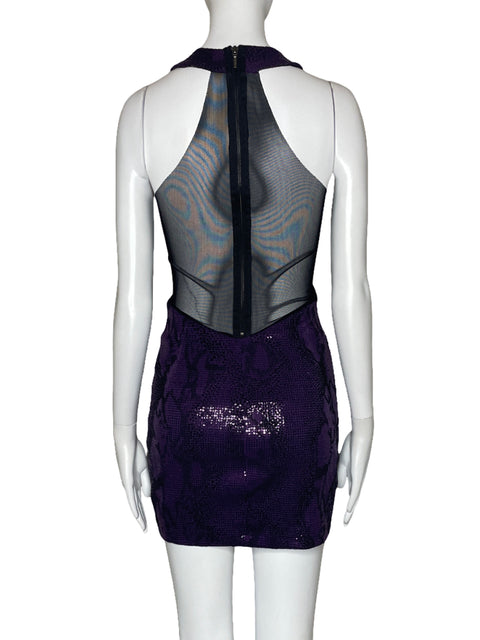 Vestido La Bella Mafia Lentejuelas Halter Morado-Talla S
