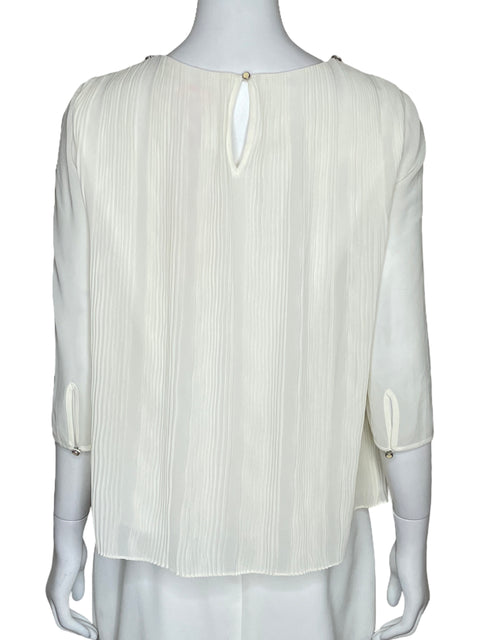 Blusa Ted Baker Pleated Embellished Woven Top Blanco-Talla 1