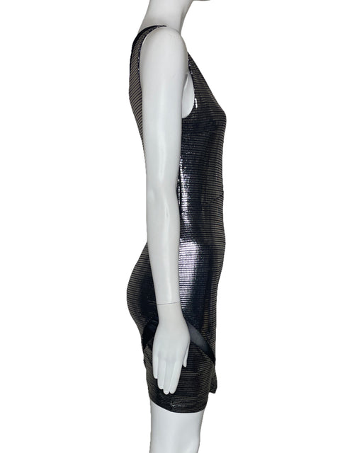 Vestido BEBE Addiction Metalizado Cuadros Negro-Talla XS