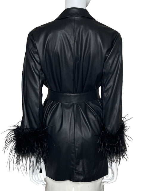 Blazer Lamarque Galia Feather Cuffs Negro-Talla M