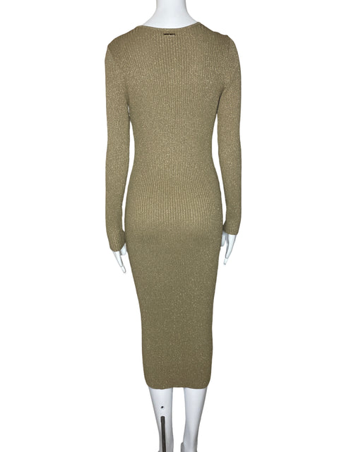 Vestido Michael Kors Acanalado Brillo Dorado-Talla S