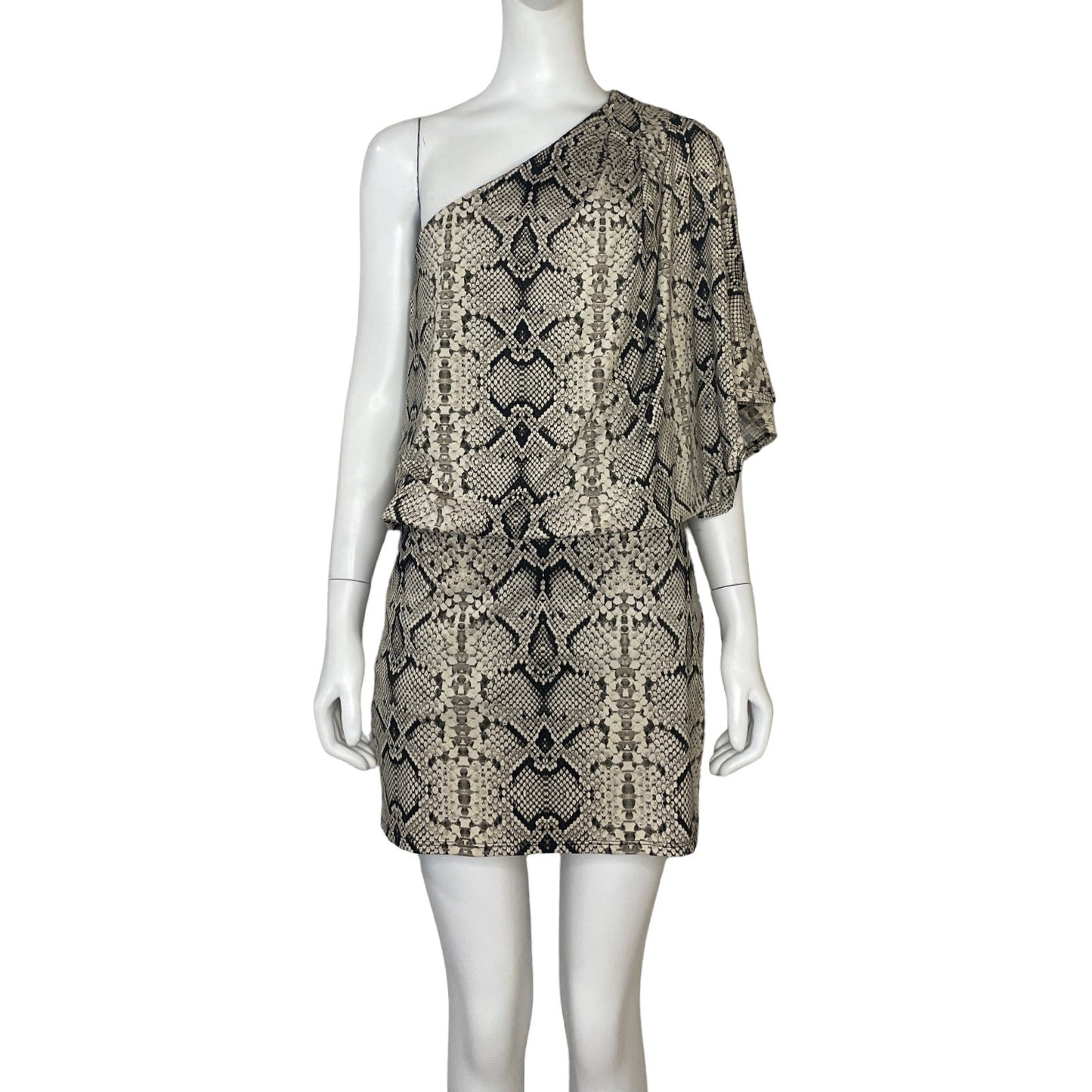 Vestido Jessica Simpson One Shoulder Snake Print Beige - Talla S