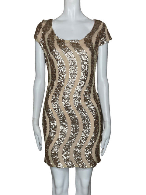 Vestido Potter's Pot Lentejuelas Beige-Talla M