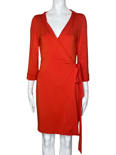 Vestido Diane Von Furstenberg Cruzado Naranja-Talla 6