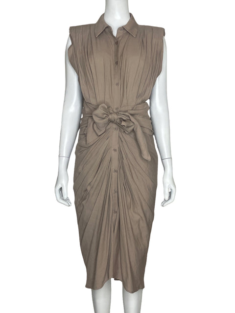 Vestido Do + Be Drapeado Sin Mangas Beige - Talla S