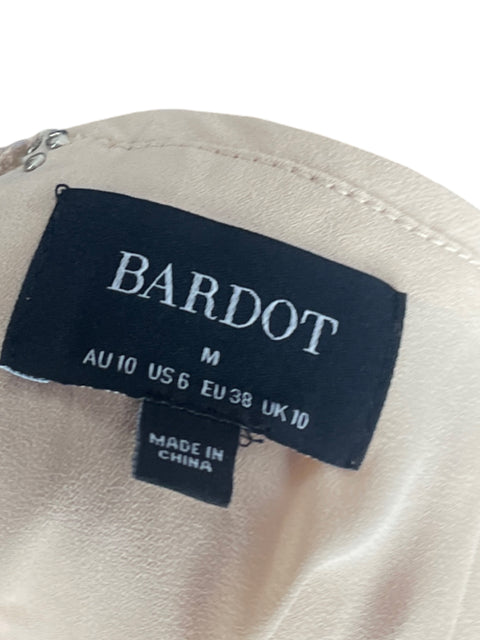 Vestido Bardot Lentejuelas Beige - Talla M