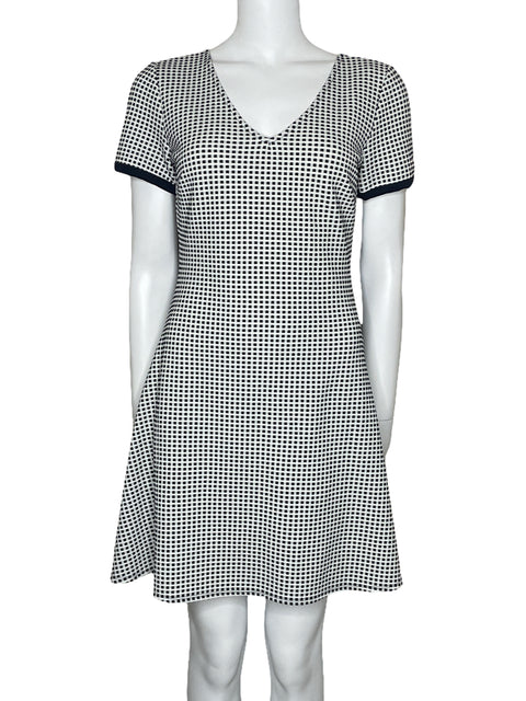 Vestido Armani Exchange Cuadros Manga Corta Blanco-Talla M