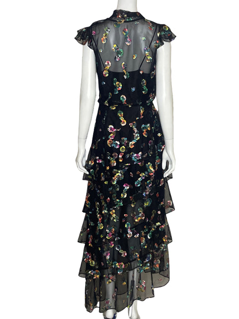 Vestidos Monique Lhuillier Bordado Negro-Talla 6
