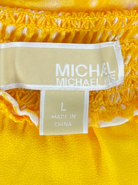 Vestido Michel Kors Mangas Puff Funcido Amarillo-Talla L
