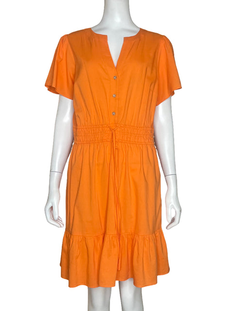Vestido Loft Mangas Corta Naranja - Talla M