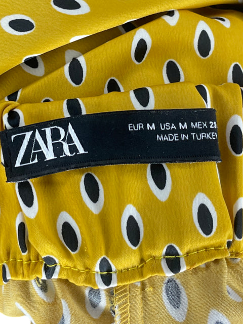 Pantalón Zara Lunares Botones Amarillo-Talla M