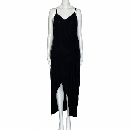 Vestido Zara Cruzado Maxi Solidio Negro-Talla S